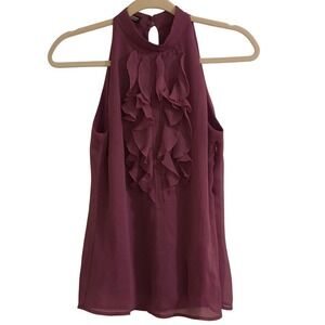 ESPRIT Collection Women Purple Ruffled Halter Neck Sleeveless Blouse Top XS